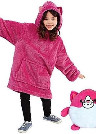 Дитяча кофта-трансформер 3 в 1 huggle pets hoodie рожева кішка / худі-іграшка-подушка