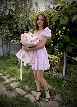 Муслиновое розовое летнее платье