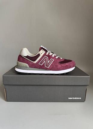 Кросівки чоловічі, кросівки жіночі, 1в1 люкс якість, шкіра, new balance 574 burgundy брак 1041, sky-nbl-0435-1041
