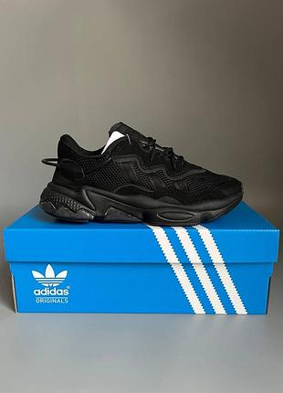 Кроссовки мужские, кроссовки женские, 1в1 люкс качество, кожа, adidas ozweego triple black дюймale брак 1024, sky-adi-0170-1024