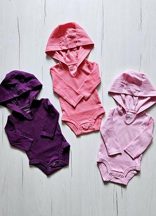 Боди детские 56-62см, 62-68см, hanes, 0-3месяцы, 3-6месяцы, стильные боди с капюшоном с длинным рукавом для девочек 8
