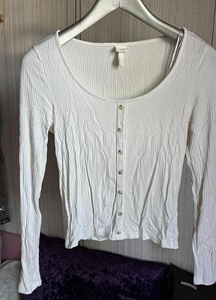 Белая кофточка в рубчик h&m