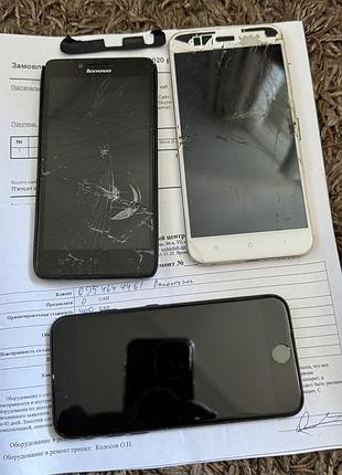 Поломанные телефоны iphone, lenovo, huawei