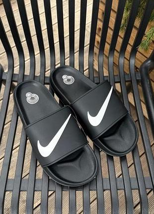 Мужские шлепанцы nike benassi jdi black white резиновые черные с белым | тапочки найк черно белые резина 40 41 43 44 45