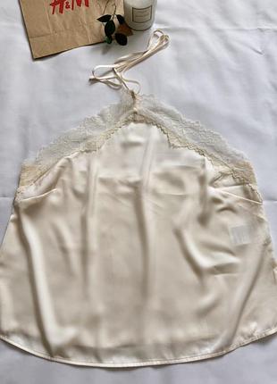 Сатиновий топ з мереживом h&m