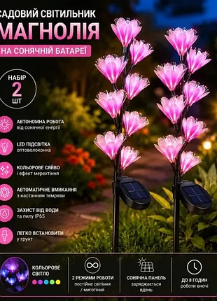 Садовий світильник "манголія" на сонячній батареї 26x-107/набір садових ліхтарів з led-підсвіткою 2 шт.