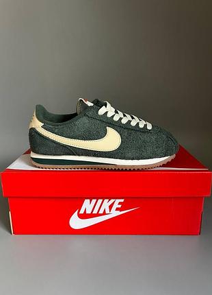 Кроссовки мужские, кроссовки женские, 1в1 люкс качество, кожа, nike cortez vintage green отсутствие 962, sky-nik-0666-0962