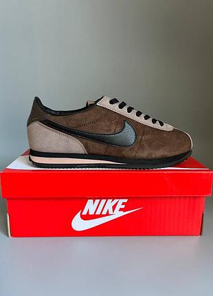 Кроссовки мужские, кроссовки женские, 1в1 люкс качество, кожа, nike cortez brown/black брак 960, sky-nik-0540-0960
