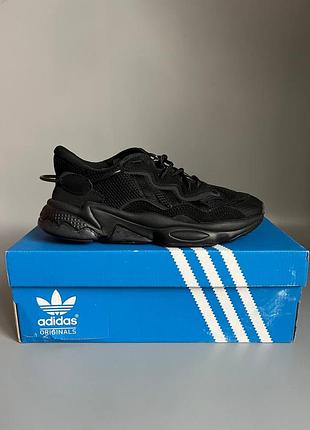 Кроссовки мужские, кроссовки женские, 1в1 люкс качество, кожа, adidas ozweego triple black дюймale брак 955, sky-adi-0170-0955