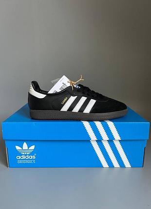 Кросівки чоловічі, кросівки жіночі, 1в1 люкс якість, шкіра, adidas samba og black брак 942, sky-adi-0303-0942
