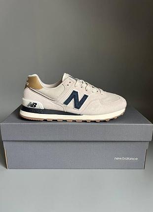 Кроссовки мужские, кроссовки женские, 1в1 люкс качество, кожа, new balance 574 light beige/blue брак 926, sky-nbl-0414-0926