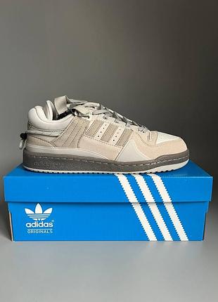 Кроссовки мужские, кроссовки женские, 1в1 люкс качество, кожа, adidas forum low x bad bunny light grey брак 921, sky-adi-0294-0921