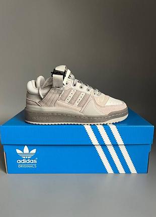 Кроссовки мужские, кроссовки женские, 1в1 люкс качество, кожа, adidas forum low x bad bunny light grey брак 918, sky-adi-0294-0918