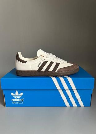 Кроссовки мужские, кроссовки женские, 1в1 люкс качество, кожа, adidas samba beige/brown брак 905, sky-adi-0564-0905
