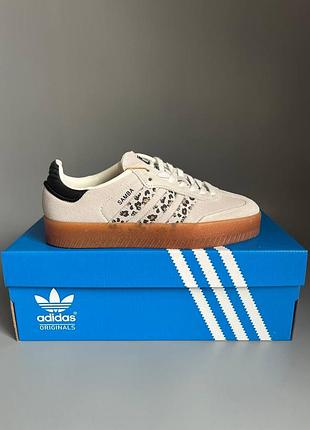 Кроссовки мужские, кроссовки женские, 1в1 люкс качество, кожа, adidas samba platform beige/leo брак 907, sky-adi-0459-0907