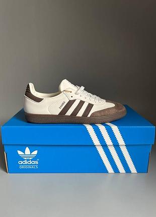 Кроссовки мужские, кроссовки женские, 1в1 люкс качество, кожа, adidas samba beige/brown брак 904, sky-adi-0564-0904