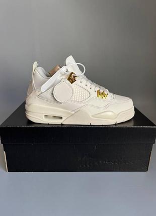 Кросівки чоловічі, кросівки жіночі, 1в1 люкс якість, шкіра, nike air jordan 4 retro metallic gold брак 882, sky-nik-0800-0882