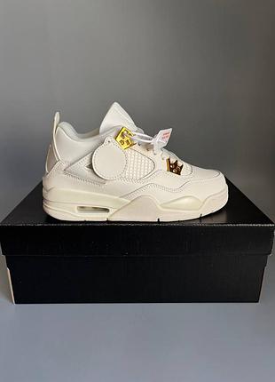Кроссовки мужские, кроссовки женские, 1в1 люкс качество, кожа, nike air jordan 4 retro metallic gold брак 881, sky-nik-0800-0881