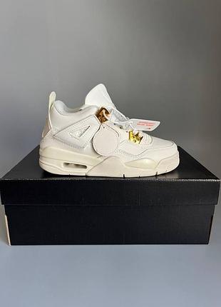 Кроссовки мужские, кроссовки женские, 1в1 люкс качество, кожа, nike air jordan 4 retro metallic gold брак 879, sky-nik-0800-0879