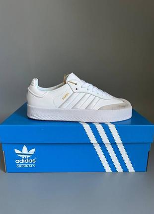 Кроссовки мужские, кроссовки женские, 1в1 люкс качество, кожа, adidas samba platform white отсутствие 858, sky-adi-0546-0858