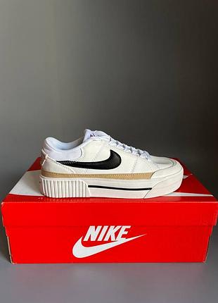 Кроссовки мужские, кроссовки женские, 1в1 люкс качество, кожа, nike court legacy lift white/black брак 764, sky-nik-0381-0764