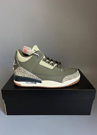 Кроссовки мужские, кроссовки женские, 1в1 люкс качество, кожа, nike air jordan 3 retro medium olive брак 746, sky-nik-0785-0746