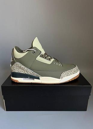 Кроссовки мужские, кроссовки женские, 1в1 люкс качество, кожа, nike air jordan 3 retro medium olive брак 744, sky-nik-0785-0744