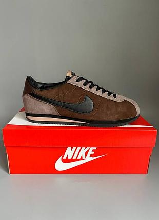 Кроссовки мужские, кроссовки женские, 1в1 люкс качество, кожа, nike cortez brown/black брак 607, sky-nik-0540-0607