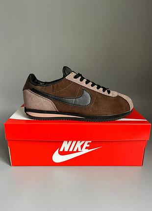 Кроссовки мужские, кроссовки женские, 1в1 люкс качество, кожа, nike cortez brown/black брак 606, sky-nik-0540-0606
