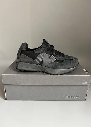 Кроссовки мужские, кроссовки женские, 1в1 люкс качество, кожа, new balance 327 triple black брак 588, sky-nbl-0243-0588