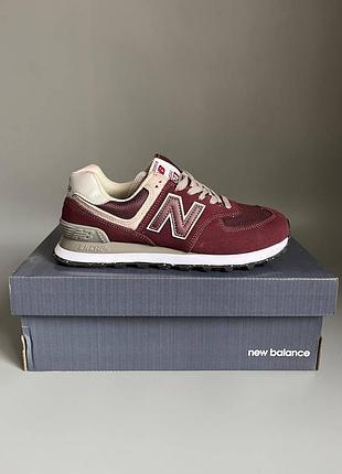 Кроссовки мужские, кроссовки женские, 1в1 люкс качество, кожа, new balance 574 burgundy брак 545, sky-nbl-0435-0545