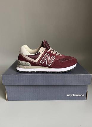Кросівки чоловічі, кросівки жіночі, 1в1 люкс якість, шкіра, new balance 574 burgundy брак 544, sky-nbl-0435-0544