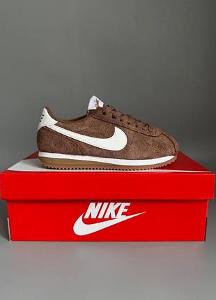 Кроссовки мужские, кроссовки женские, 1в1 люкс качество, кожа, nike cortez light brown брак 525, sky-nik-0630-0525