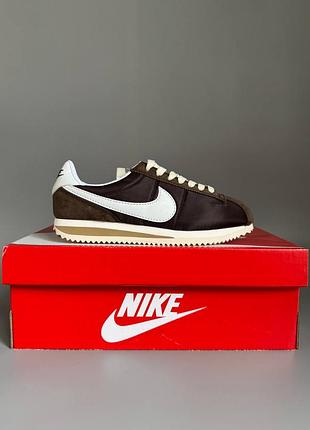 Кроссовки мужские, кроссовки женские, 1в1 люкс качество, кожа, nike cortez brown/white брак 468, sky-nik-0596-0468