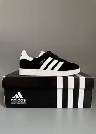 Кроссовки мужские, кроссовки женские, 1в1 люкс качество, кожа, adidas gazelle black/white брак 460, sky-adi-0295-0460