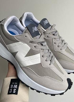 New balance 327 ivory grey топові жіночі кросівки беланс легкі на весну літо осінь сірі женские серые легкие кроссовки