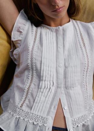 Блуза з мереживом і воланами zara нова в упаковці з бірками