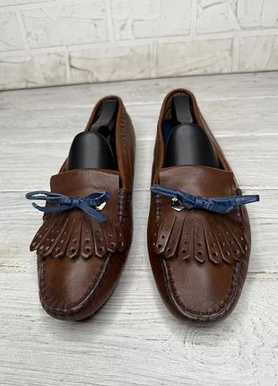 Крутые коричневые туфли мокасины лоферы tod's made in italy