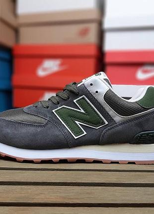 Чоловічі кросівки new balance 574 сірі з зеленим
