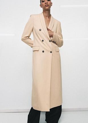 Оригінальне двобортне пальто з льоном з нової колекції zara woman ♀️ new original.