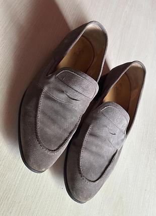 Чоловічі замшеві лофери salerno, made in italy, сіро-бежеві (taupe), розмір 45 (устілка ~29.0–29.5 см)