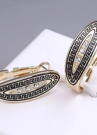 Сережки fallon jewelry позолота. довжина 27 мм. ширина 10 мм.