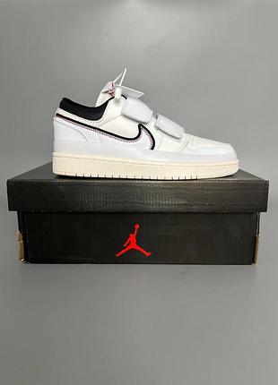 Кроссовки мужские, кроссовки женские, 1в1 люкс качество, кожа, nike air jordan 1 retro low double strap white отсутствие 243, sky-nik-0444-0243