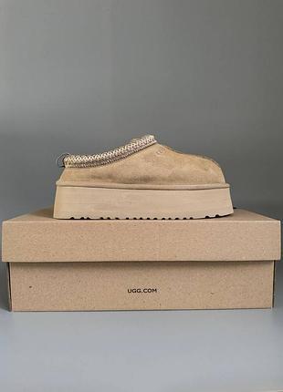 Кроссовки мужские, кроссовки женские, 1в1 люкс качество, кожа, ugg tasman platform beige брак 406, sky-ugg-0078-0406