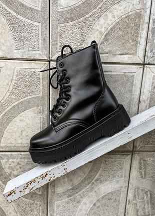 Кросівки чоловічі, кросівки жіночі, 1в1 люкс якість, шкіра, dr. martens jadon triple black fur, sky-mer-0021