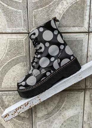 Кросівки чоловічі, кросівки жіночі, 1в1 люкс якість, шкіра, dr. martens jadon polka black, sky-mer-0020