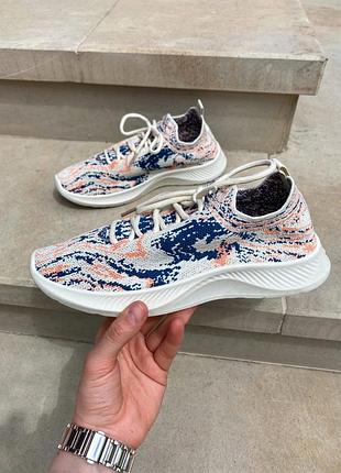 Кроссовки мужские, кроссовки женские, 1в1 люкс качество, кожа, no brand, beige/blue, art 023, sky-nbr-0023