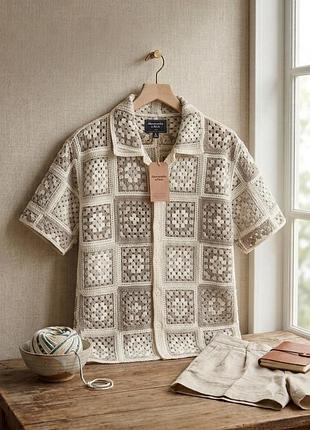 В'язана сорочка гачком abercrombie & fitch | нейтрально-бежева гама (crochet shirt)