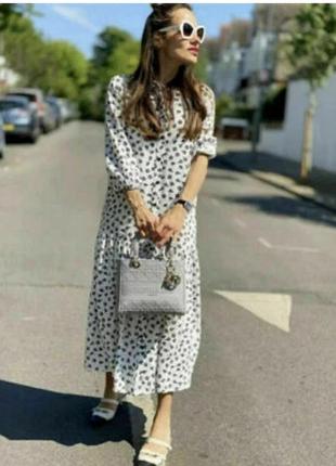 Платье-рубашка zara flowing floral/ditsy print shirt dress)))