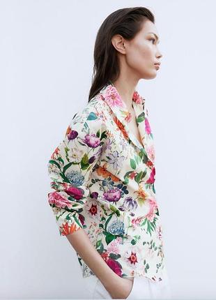 Сорочка  zara в квітковий принт 🌸